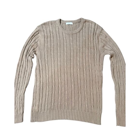 Net Men's beige cable knit crewneck sweater L - Picture 3 of 6